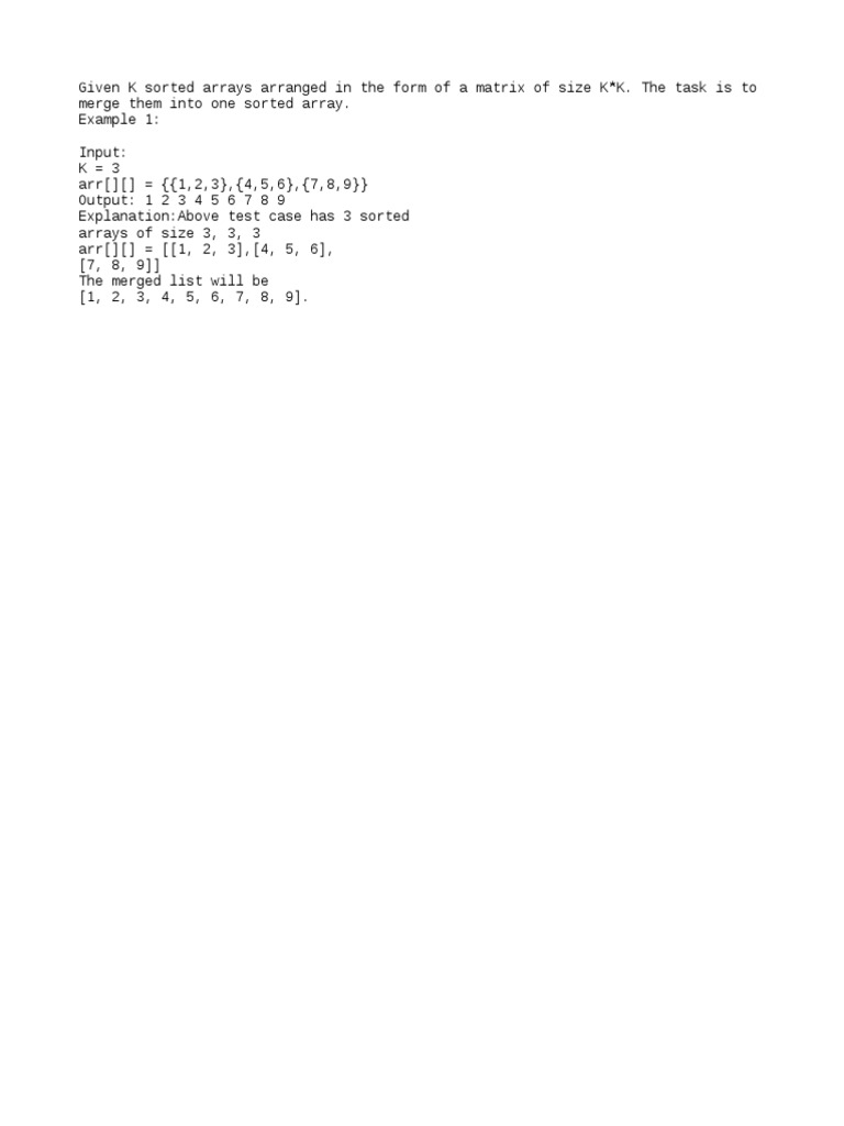 Merge K Sorted Arrays | PDF