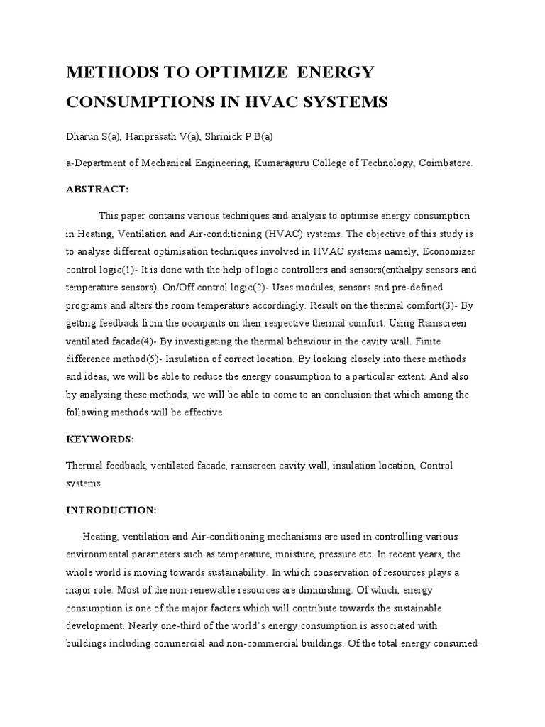 Optimizing Energy in HVAC Systems | PDF | Building Insulation | Engines