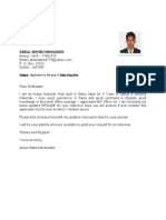 Abdul Wahed Mohiuddin: Subject: Application For The Post of Sales Executive