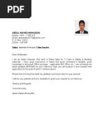 Abdul Wahed Mohiuddin: Subject: Application For The Post of Sales Executive