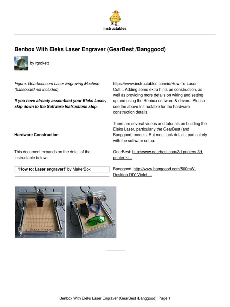 Benbox Setup for Eleks Laser Engraver | PDF | Icon (Computing) | Device ...