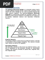 Memory Hierarchy: Memory Hierarchy Design in A Computer System Mainly