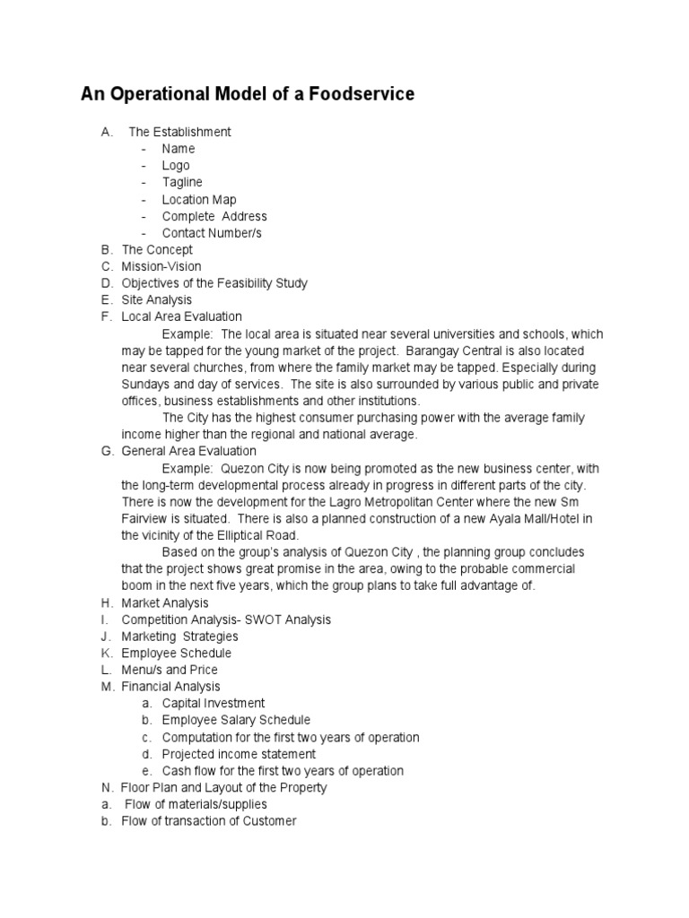 Foodservice Operational Model Guide | PDF