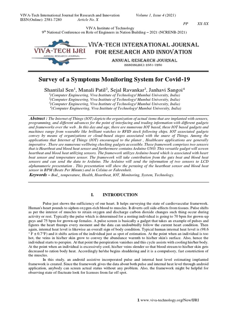 IoT-Based Covid-19 Symptoms Monitoring System | PDF | Internet Of ...