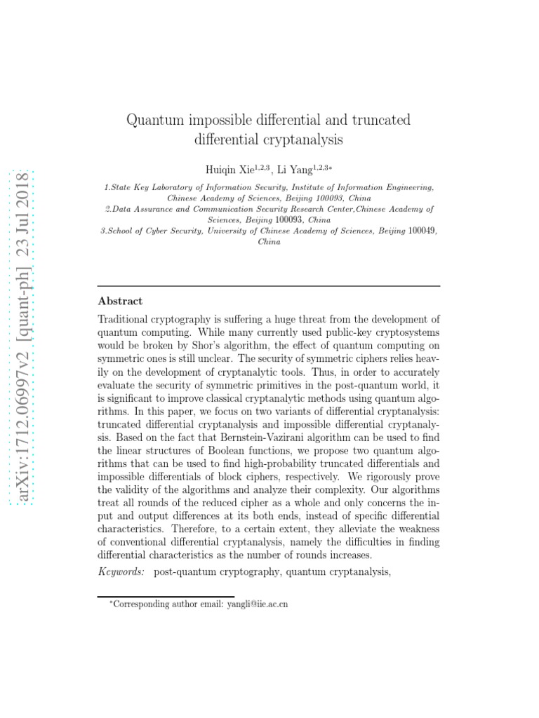 Quantum Impossible Differential and Truncated Differential ...
