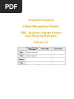 Cognizant Academy Claims Management System FSE - Business Aligned Project Case Study Specification