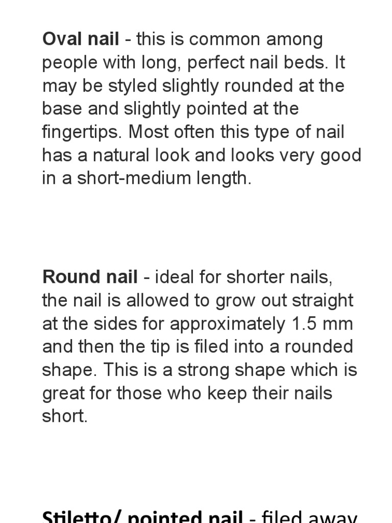 A Guide to Common Nail Shapes Descriptions and Recommendations for