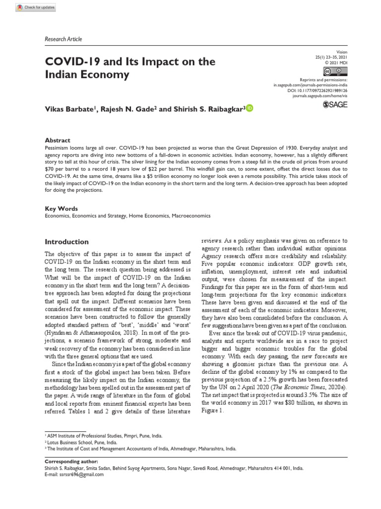 COVID-19 and Its Impact On The Indian Economy | PDF | Inflation ...