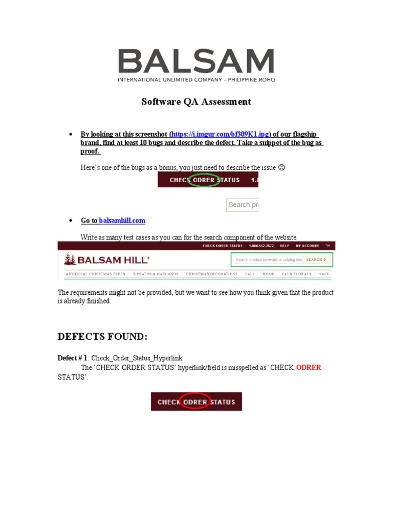 Assessment Jr. Software QA Tester PDF Software Bug Software