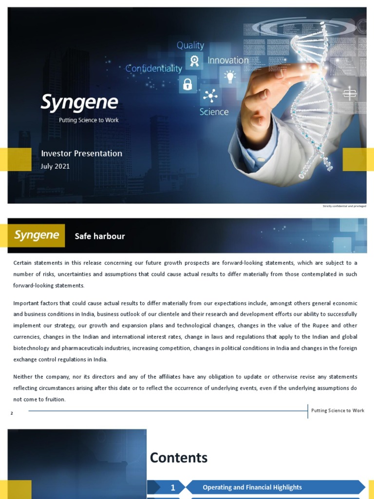 Investor-Presentation Syngene | PDF | Biopharmaceutical | Phases Of ...