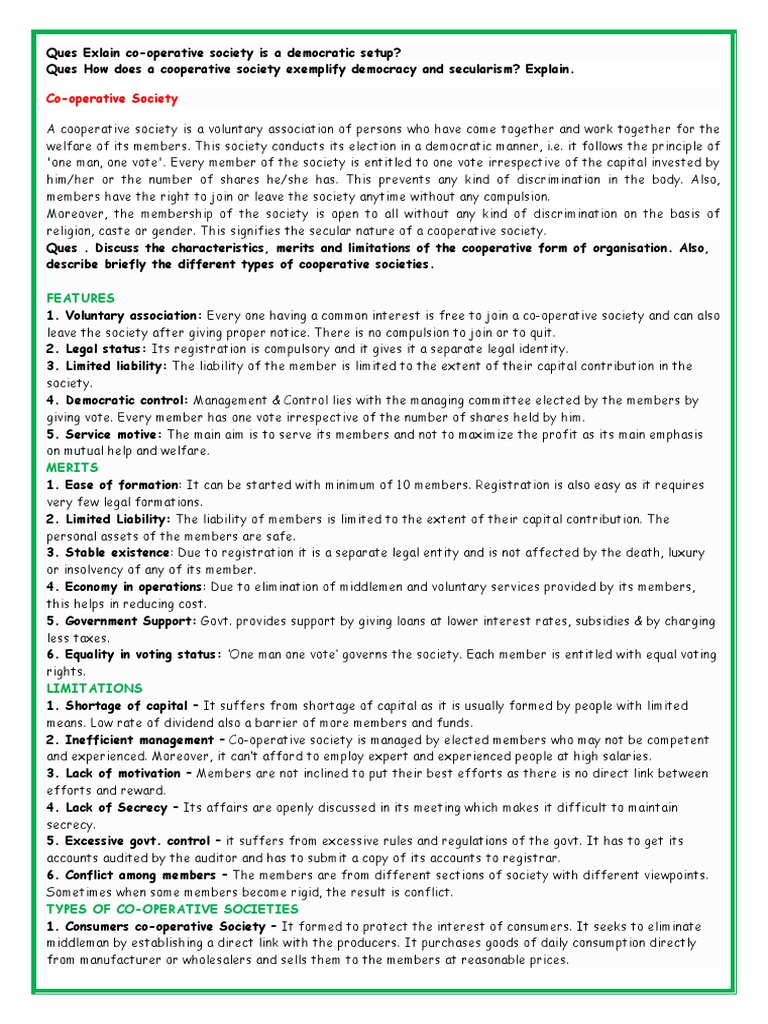 Cooperative Society PDF Cooperative Stocks
