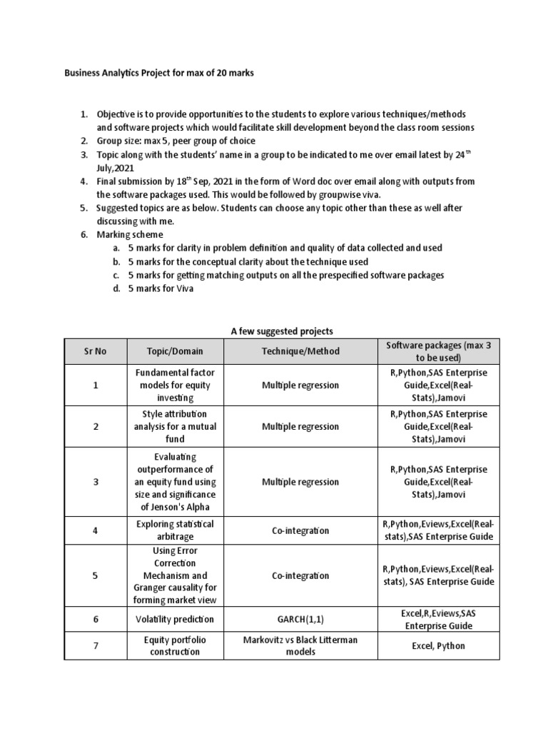 Business Analytics Project For 20 Marks - M | PDF | Sas (Software ...