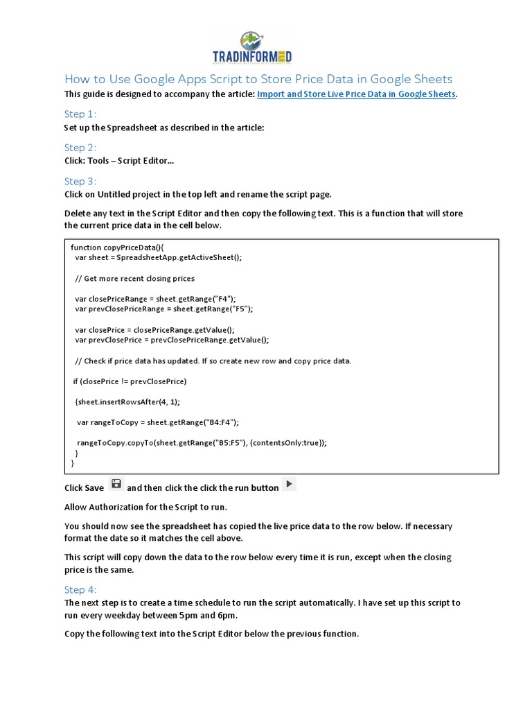 Automate Price Data in Google Sheets | PDF | Workweek And Weekend ...