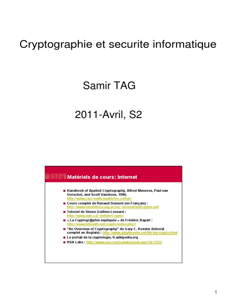 Introduction à la cryptographie | PDF | Cryptanalyse | Public-key ...