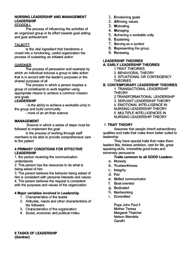 Nursing Leadership and Management Insights | PDF | Transformational ...