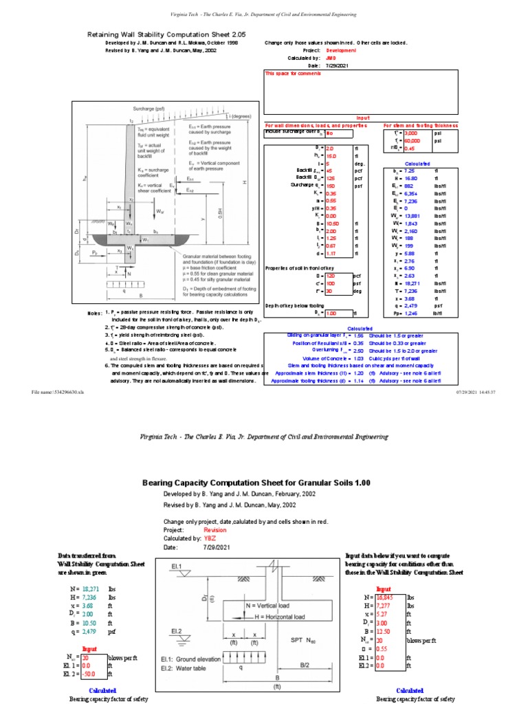Retaining Wall Stability Calculations | PDF | Concrete | Applied And ...