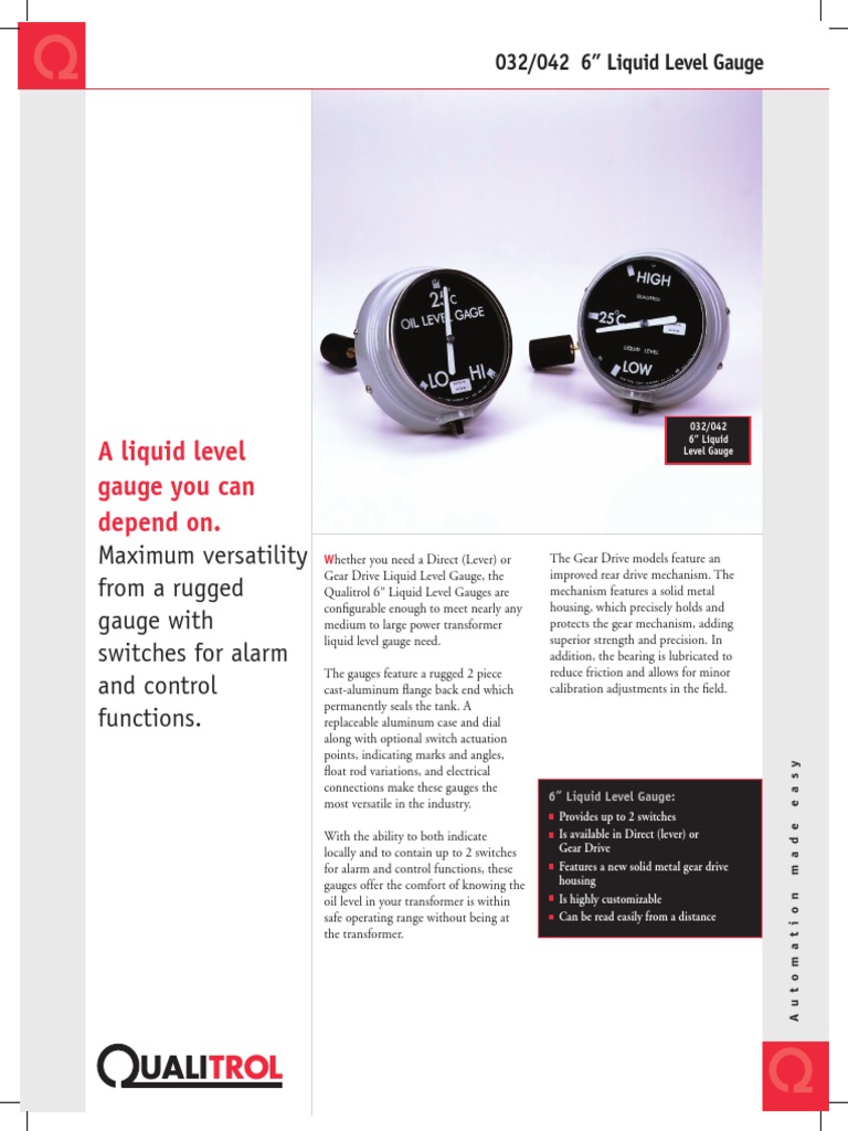 Qualitrol 032 - 042 6'' | PDF | Gear | Switch