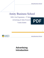 Amity Business School: MBA Gen Programme, 4 Semester Advertising & Sales Promotion Varsha Khattri