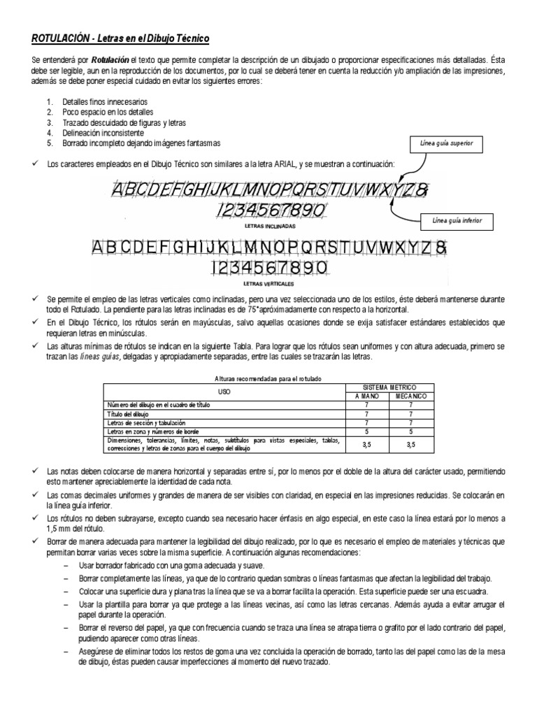 Guia - Letras en Dibujo Tecnico - Din16 | PDF | Dibujo | Papel