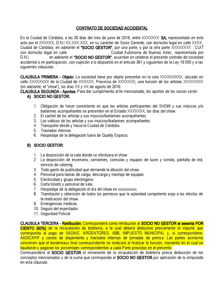 Contrato de Sociedad Accidental | PDF | Justicia | Crimen y violencia