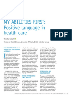 My Abilities First: Positive Language in Health Care: Disruptive Education