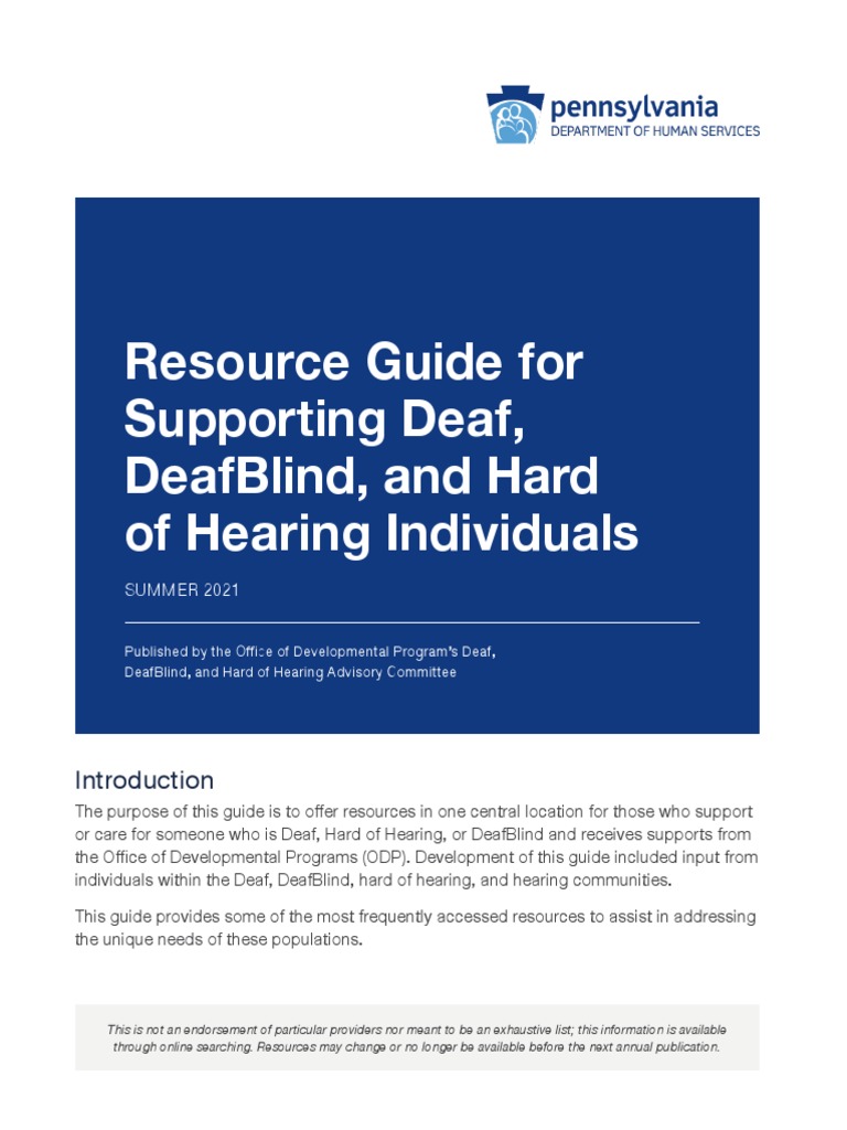 Deaf Hard of Hearing Deaf Blind Resource Guide PDF American Sign