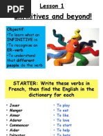 Infinitives and Beyond!: Objectif: Infinitive Is ER-verb People Do The Verb