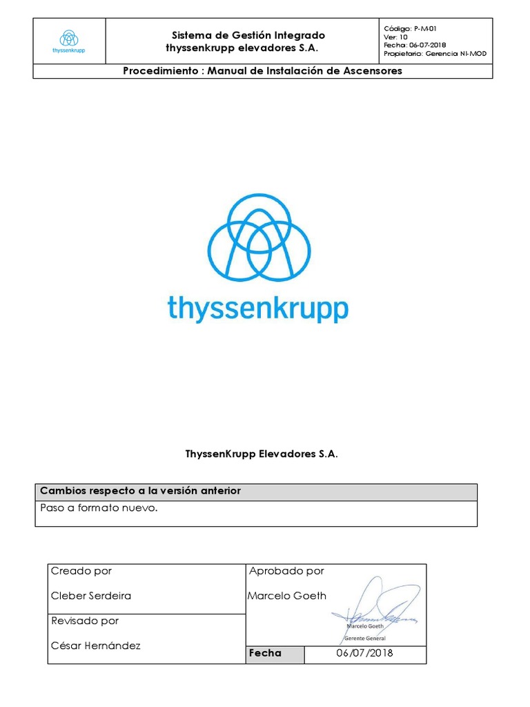 P M 01 Manual De Instalación De Ascensores Pdf Ascensor Residuos