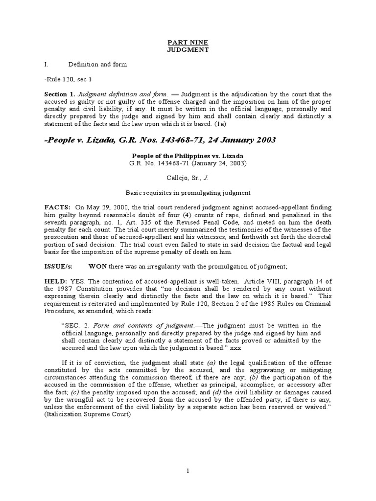 Judgment and Post Judgment Remedies PDF Acquittal Judgment (Law)