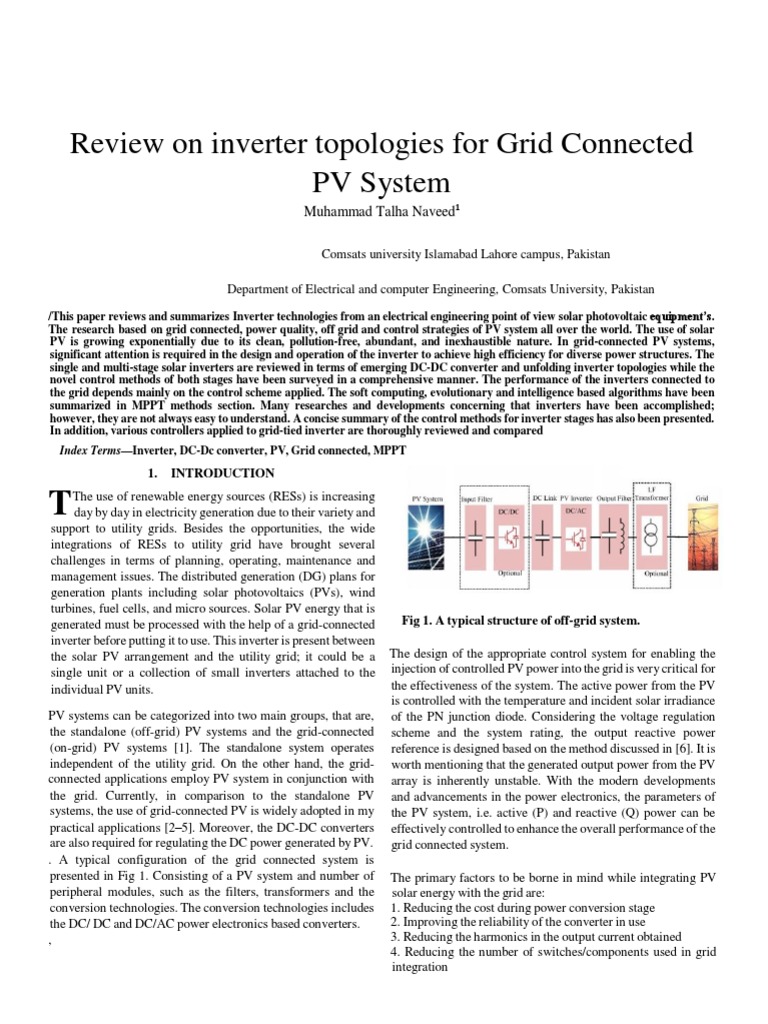 Inverter Topologies for Grid-Connected PV Systems | PDF | Power ...