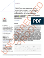 Effect of Immunosuppressants on the Parasite Load Developed in, And Immune Response to, Visceral Leishmaniasis