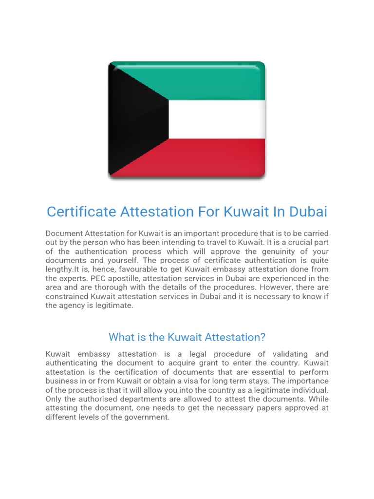 Kuwait Document Attestation Dubai | PDF | Authentication | Travel Visa