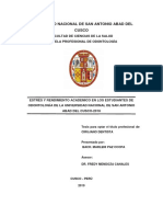 Universidad Nacional de San Antonio Abad Del Cusco: Facultad de Ciencias de La Salud Escuela Profesional de Odontología