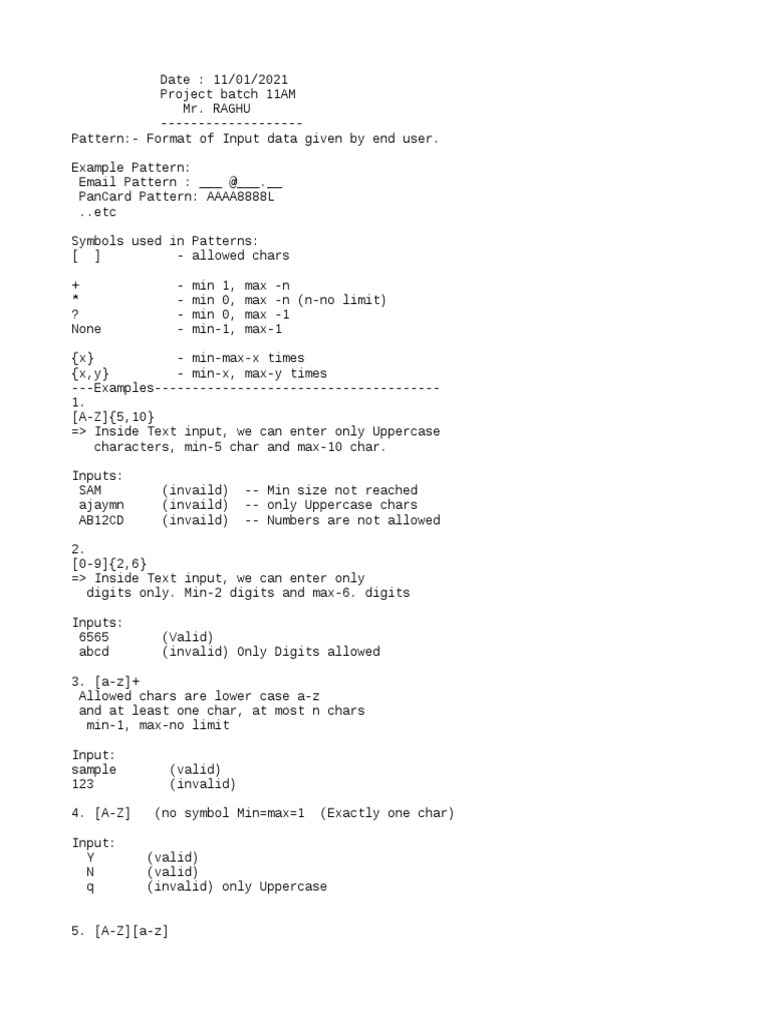 Input Data Validation Patterns | PDF | Letter Case | Information Age