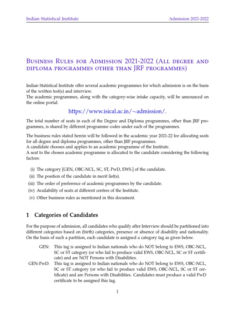 Business Rules For Non Jrf Admission 21 Pdf Government
