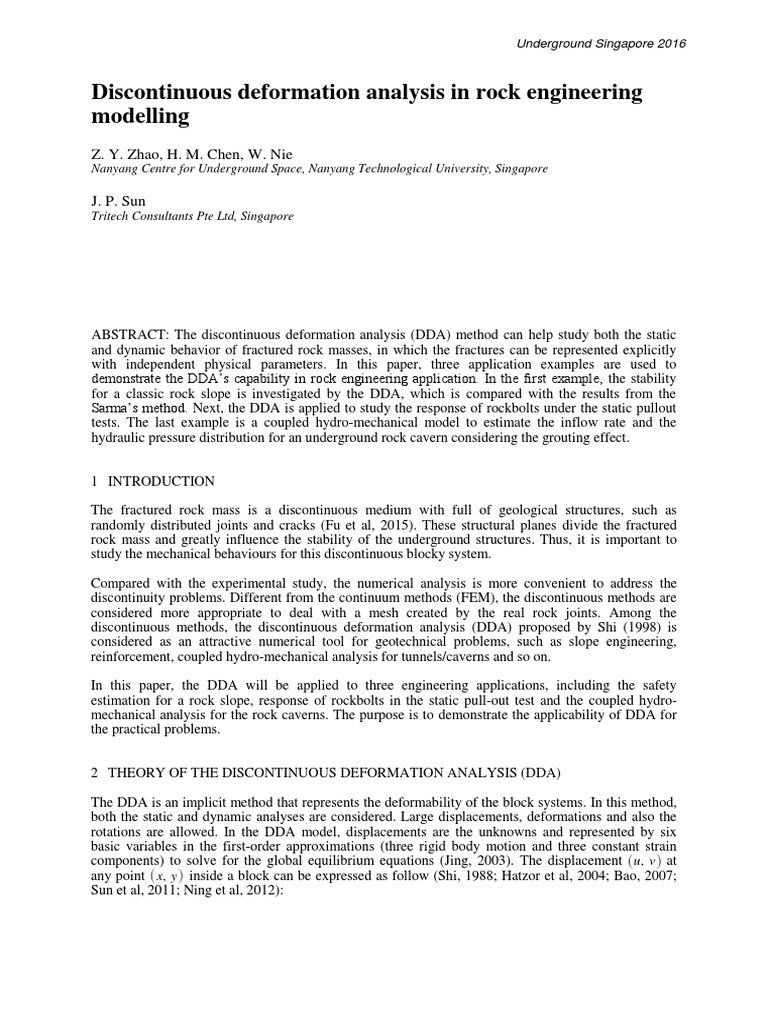 Discontinuous Deformation Analysis in Rock Engineering Modelling | PDF ...