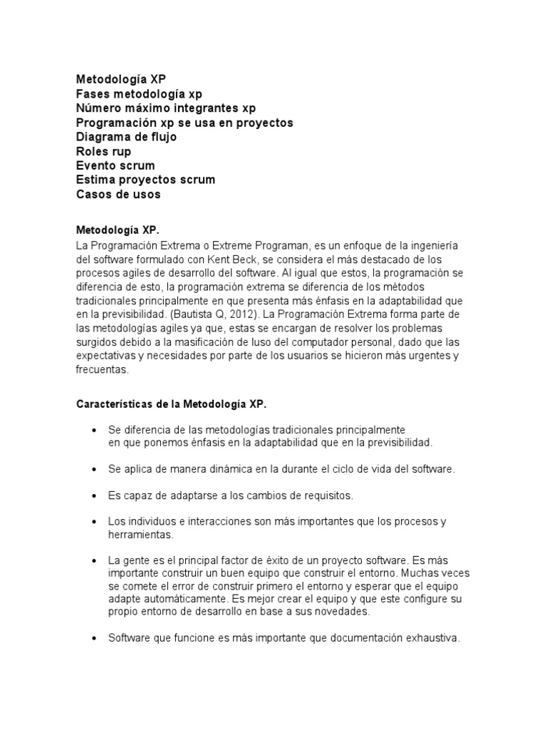 Fases de la Metodología XP | PDF | Programación de computadoras | Software