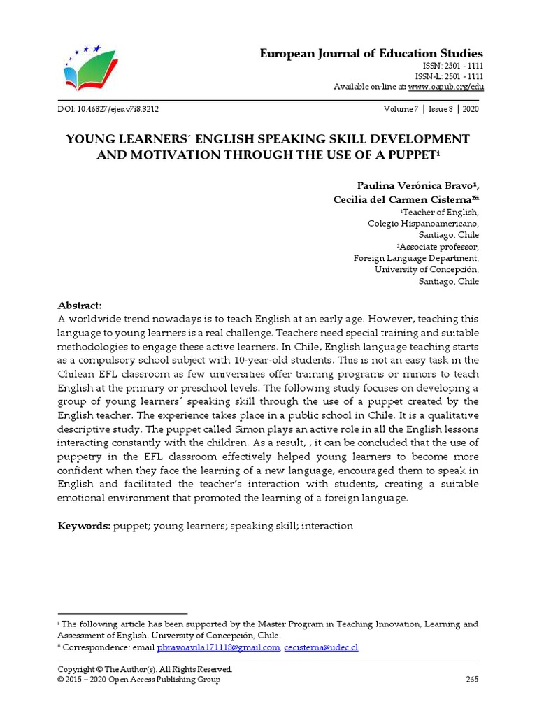 Young Learners ́ English Speaking Skill Development and Motivation ...