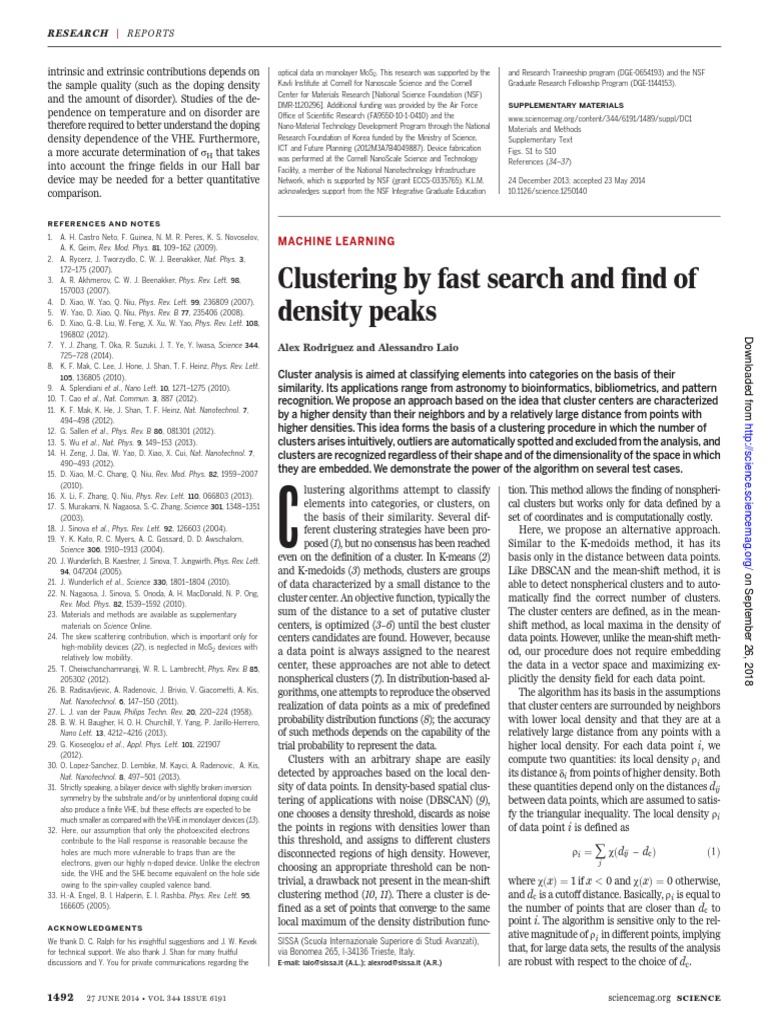 2018-Clustering by Fast Search and Find of Density Peaks | PDF ...
