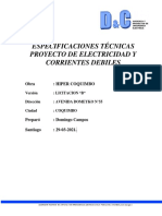 Especificaciones técnicas instalaciones eléctricas proyecto Hiper Coquimbo