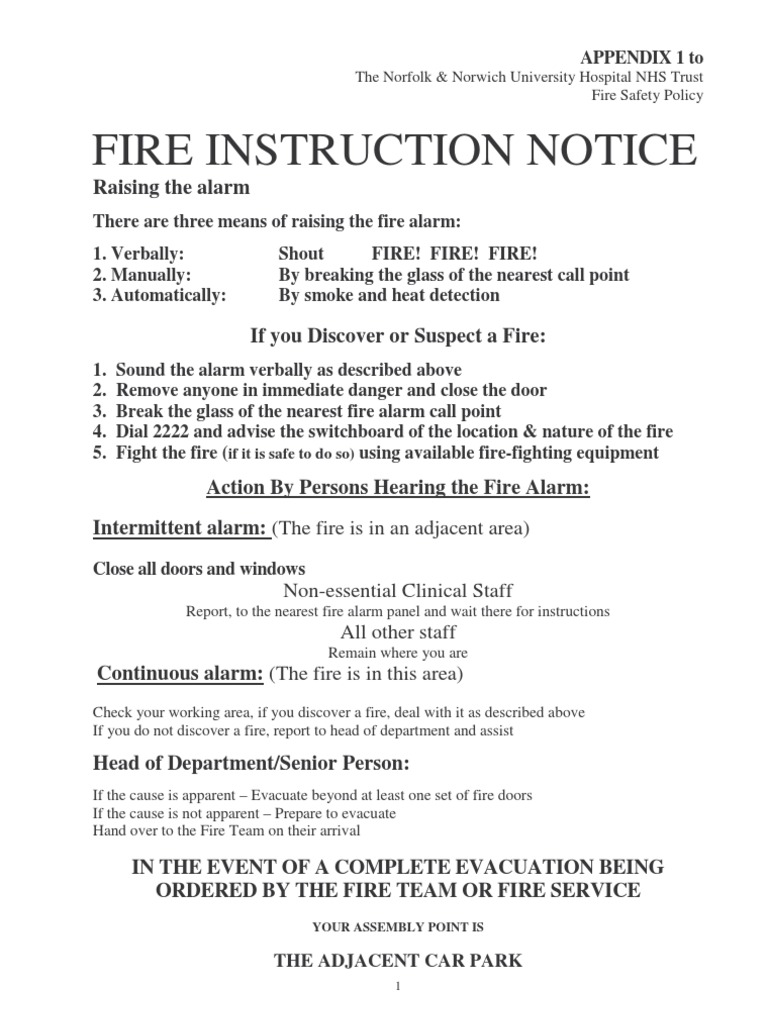 Fire Safety Policy Appendices Emergency Evacuation Public Safety