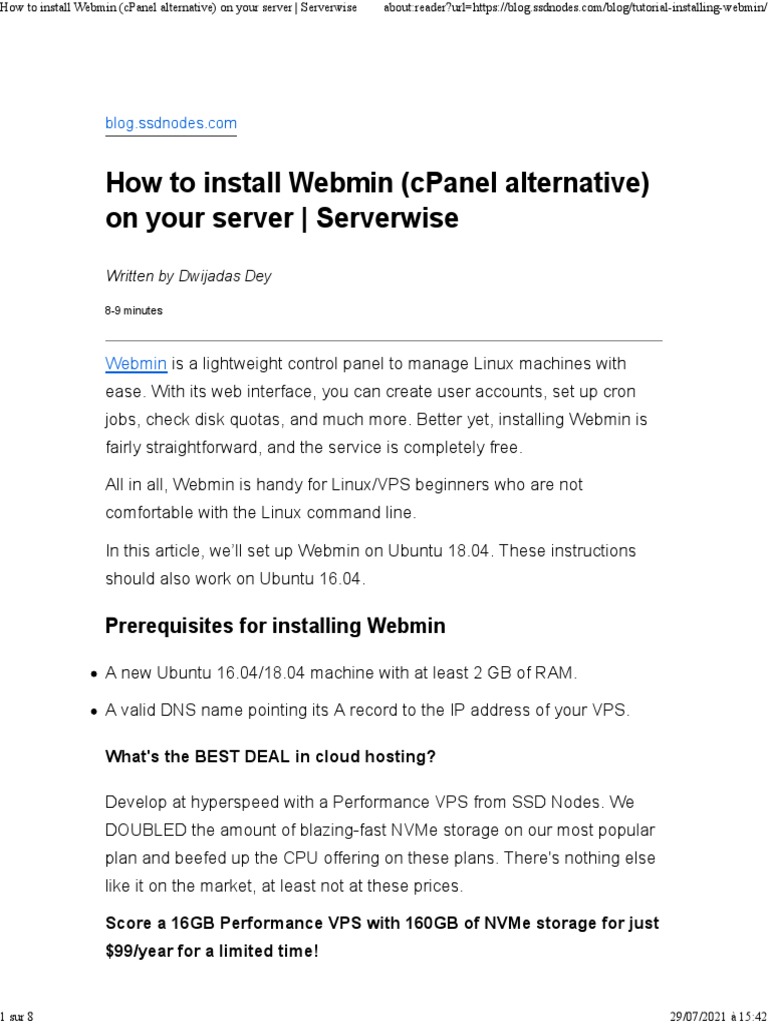 Install SSL for Webmin on VPS | PDF | Proxy Server | Domain Name