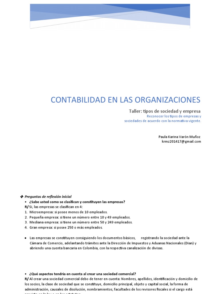 Tipos de Empresas y Sociedades en Colombia | PDF | Crecimiento personal ...