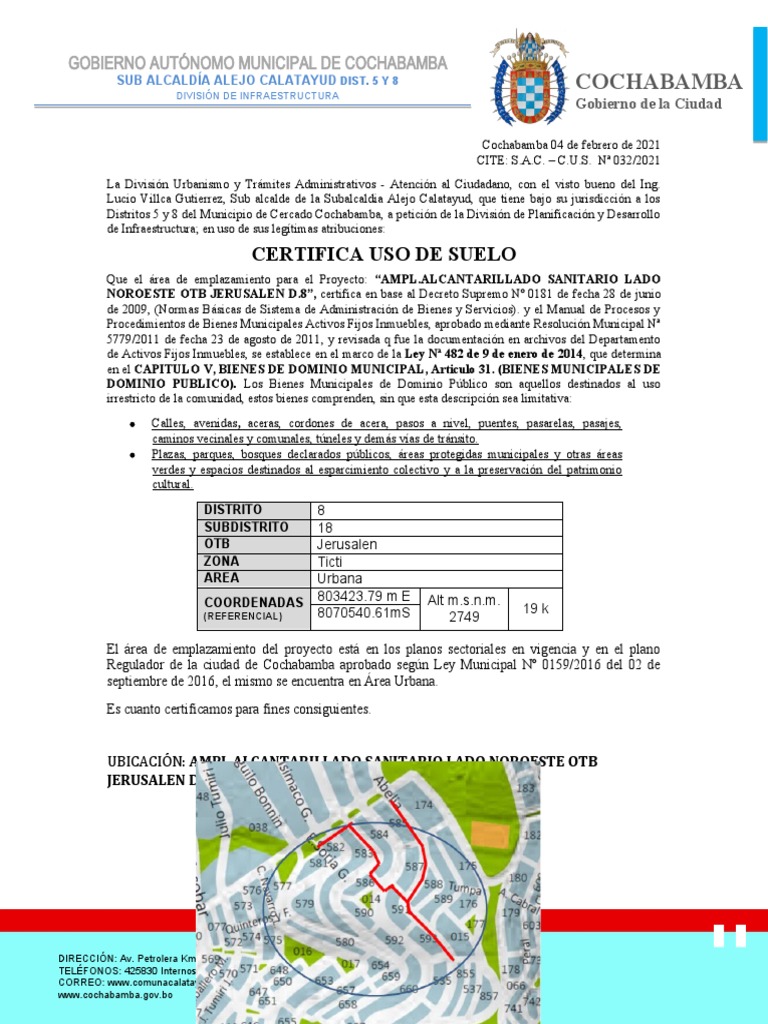 Certificado De Uso De Suelo Plaza Libertad Pdf