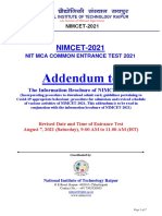 Addendum To Information Brochure - NIMCET-2021