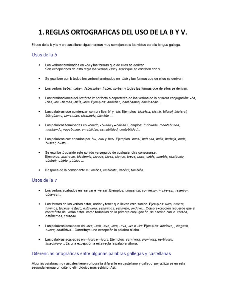 Reglas de Uso de la B y V en Español | PDF | Caso de carta | Acrónimo