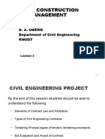 Ce 462 Construction Management: D. A. Obeng Department of Civil Engineering Knust