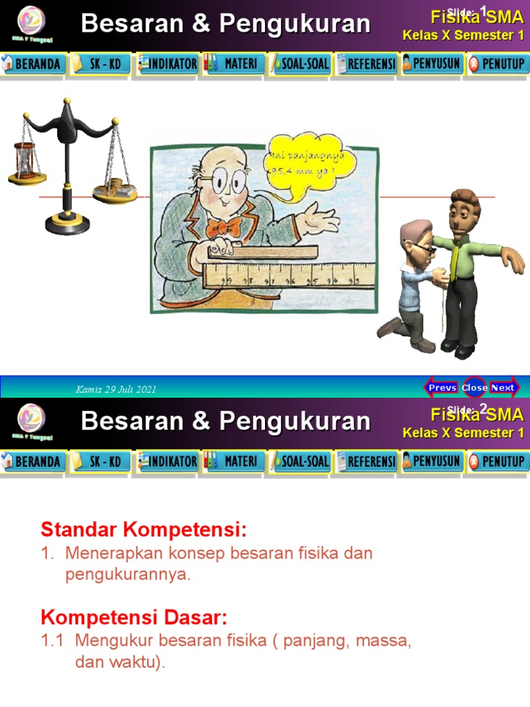 Slide PPT Besaran Dan Satuan Klas X | PDF