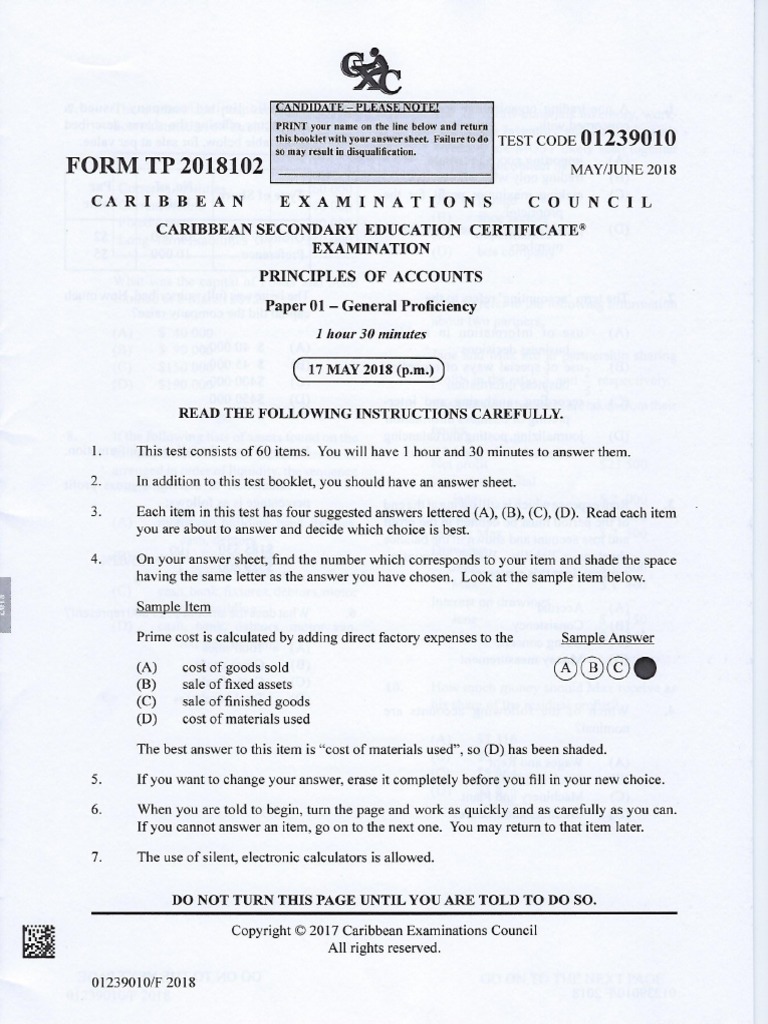 Csec Poa p1 Jun 2018 | PDF