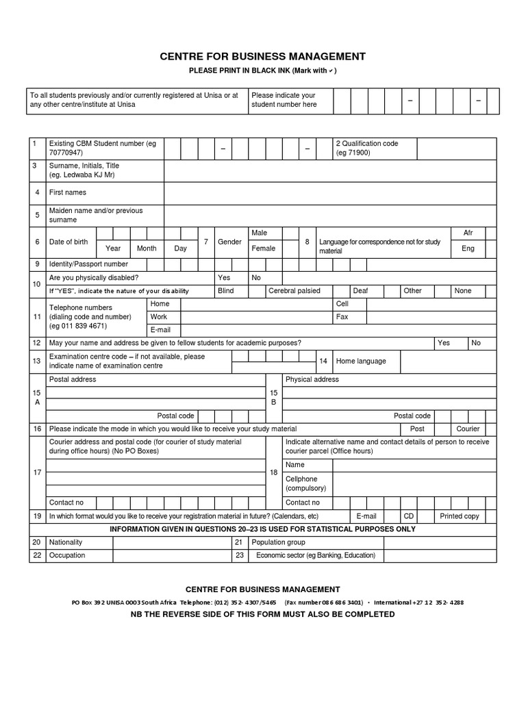 CBM Registration Form | PDF | Diploma | Academic Degree